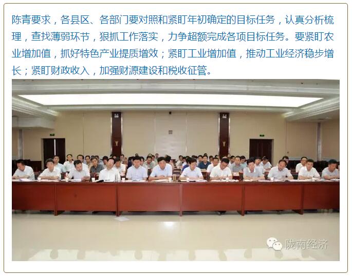 陳青在市政府全體會議上強調(diào)：緊盯一個目標(biāo)抓好九大任務(wù)落實強化三項保障，確保全市經(jīng)濟社會持續(xù)快速發(fā)展